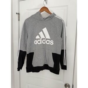 Adidas Sweater Boys XL 18/20 Gray Hoodie Athleisure Pullover